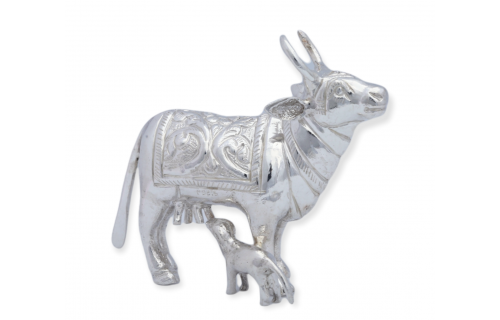 Silver Nakshi Cow 6 inches