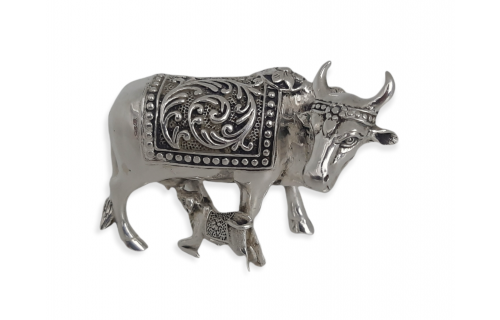 Silver Cow - Antique side face 3.5 inches
