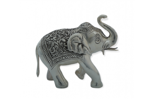 Silver Elephant - Antique Trunk Up 3.5 inches