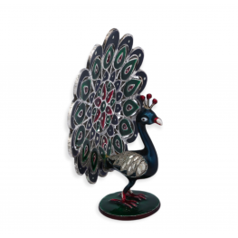 Silver Minakari Peacock 4 inches