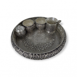Silver Pooja Set - Antique with wavy design
