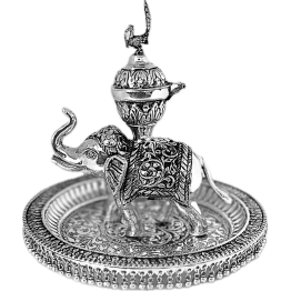 Antique Pooja Dish with Elephant and Ghooghri